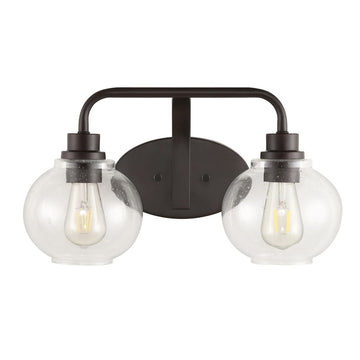 Sandrine Iron/Seeded Glass Cottage Rustic LED Vanity Light - JONATHAN Y